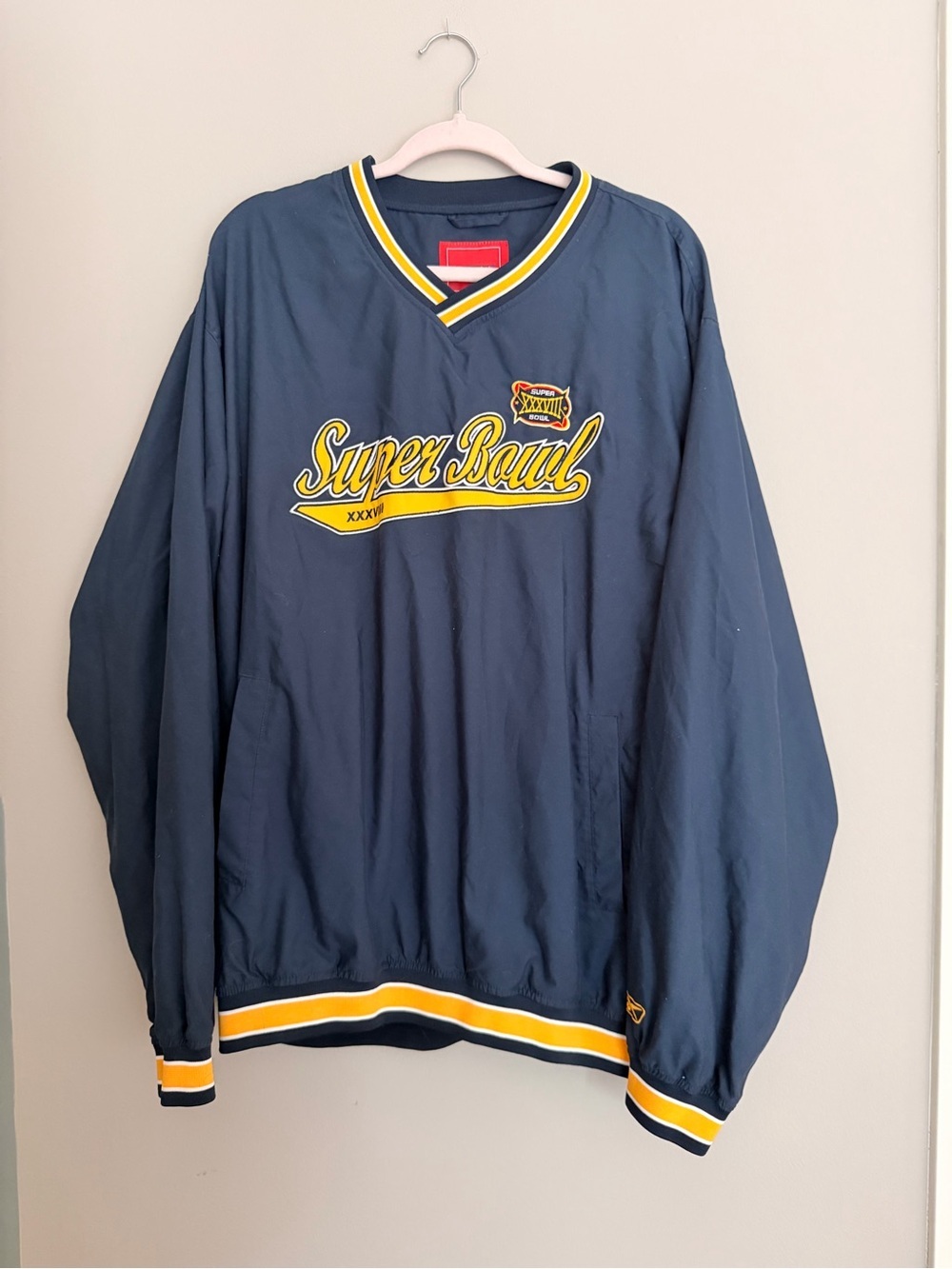 Vintage Men's Reebok Navy Super Bowl XXXVIII (38) Pullover Jacket